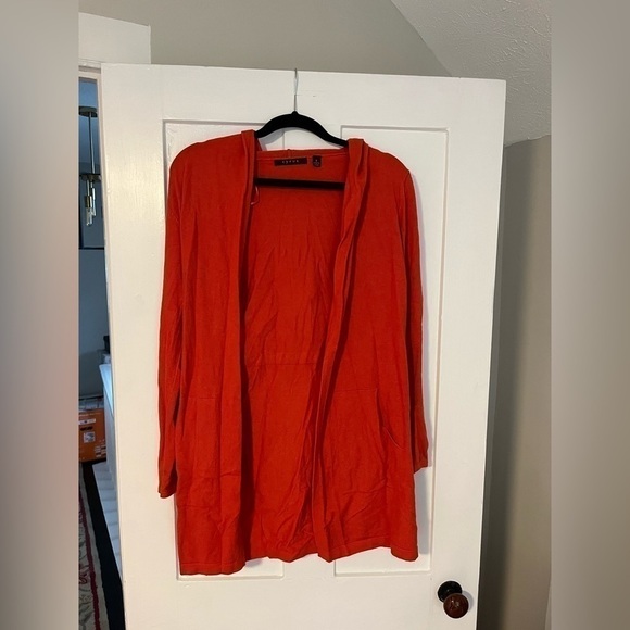 CYRUS Open Front Basic Orange Hooded Fall Cardigan Small - Picture 1 of 4